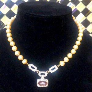 Vintage Givenchy Pearl & Crystal Necklace